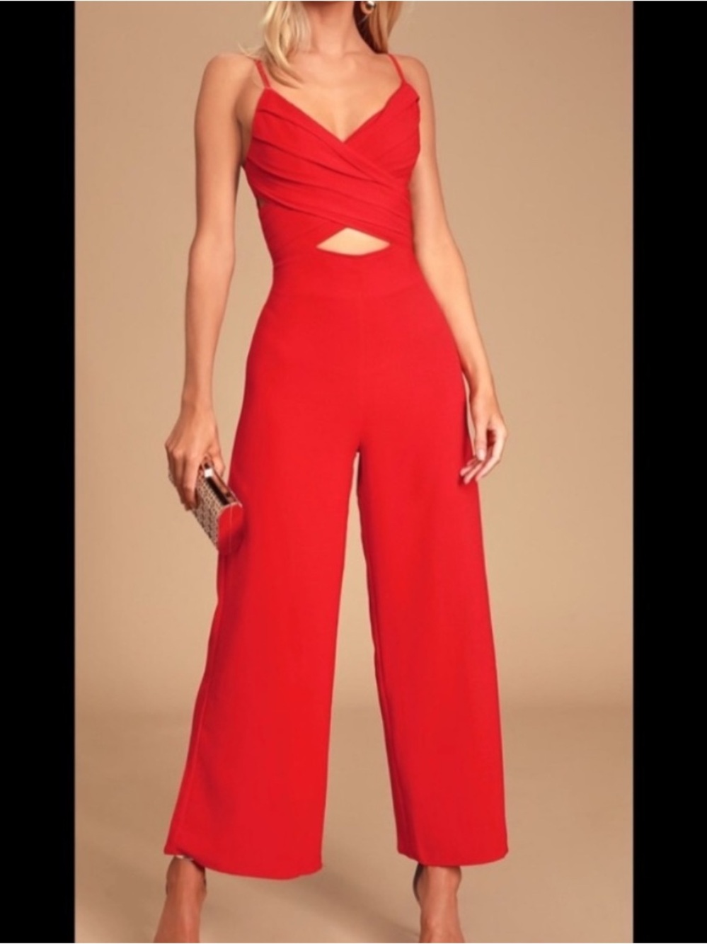 Lulus Red Wide-Leg Cutout Jumpsuit